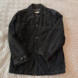 Vintage men's hip-length suede winter car coat, black, XL, good condition